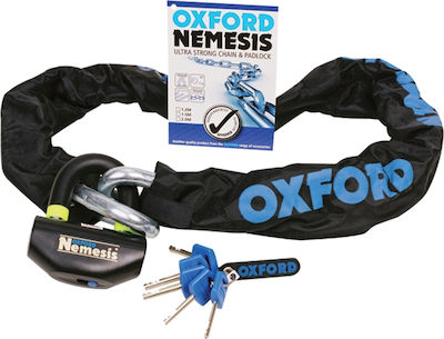 Oxford Nemesis 150cm Motorcycle Anti-Theft Chain with Lock in Black