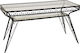 Retro Outdoor Dinner Free Standing Table with Wood Surface and Metal Frame Galvanize 120x70x73cm