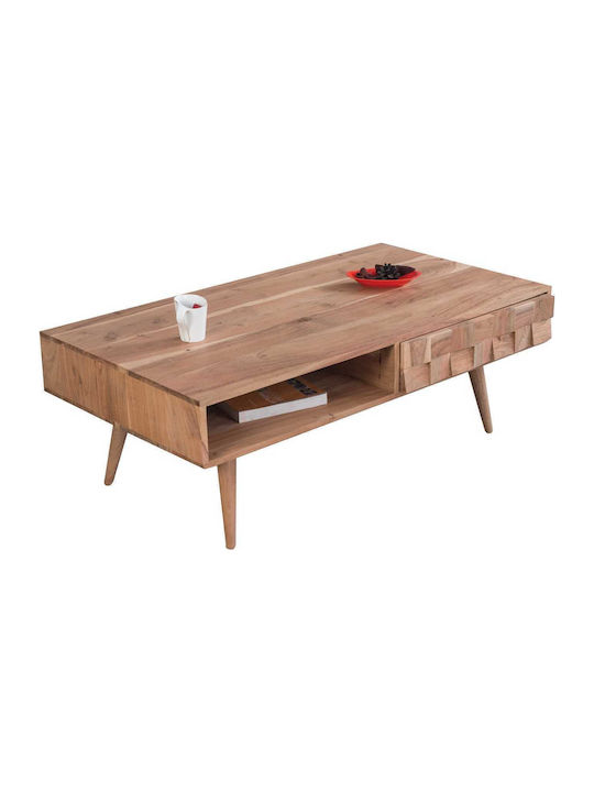 Rectangular Coffee Table Teka made of Solid Wood Acacia Natural L117xW60xH40cm