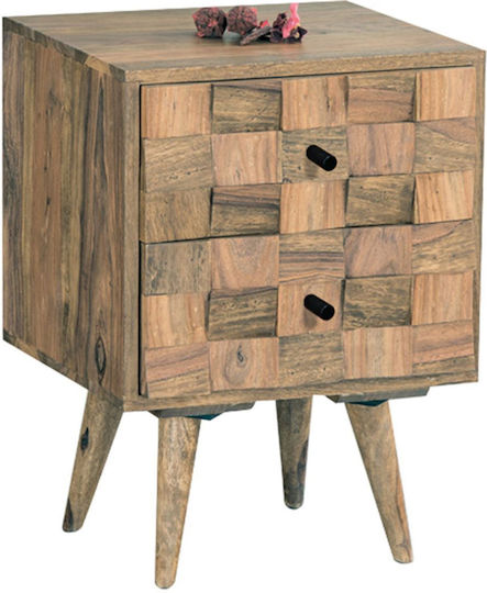 Teka Bedside Table of Solid Wood 40x35x55cm