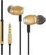 Ksix Sky Aluminium In-ear Handsfree with 3.5mm Connector Gold