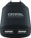 Crystal Audio Φορτιστής Χωρίς Καλώδιο με 2 Θύρες USB-A Μαύρος (P2-3.4)