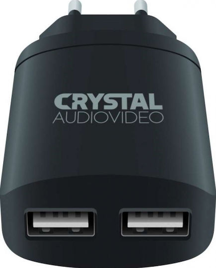 Crystal Audio Φορτιστής Χωρίς Καλώδιο με 2 Θύρες USB-A Μαύρος (P2-3.4)