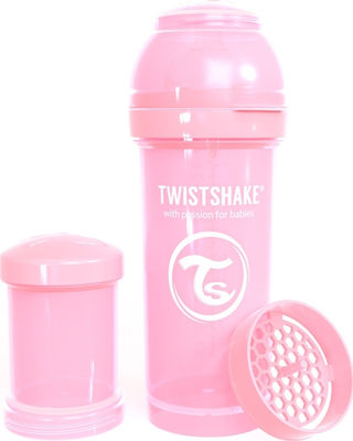 Twistshake Plastic Bottle Set Pastel Anti-Colic with Silicone Nipple for 0+, 0+ m, months Pink 260ml 1pcs