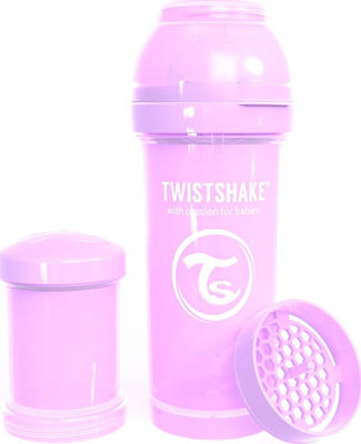 Twistshake Set aus Plastikflaschen Pastel Gegen Koliken mit Silikonsauger für 0+, 0+ m, Monate Purple 260ml