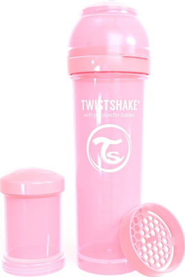 Twistshake Plastic Bottle Set Pastel Anti-Colic with Silicone Nipple for 0+, 0+ m, months Pink 330ml 2pcs