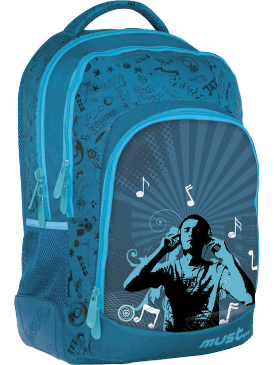 Must Glow In The Dark DJ School Bag Backpack Junior High-High School in Turquoise color