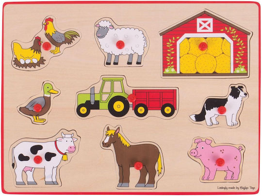 Lemnos Puzzle pentru Copii cu Îmbinări Farm Animals pentru 3+ Ani 9buc Big Jigs