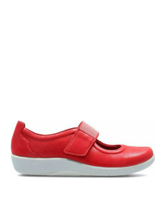 Clarks Sillian Cala Red Δερμάτινες Ανατομικές Μπαλαρίνες σε Κόκκινο Χρώμα