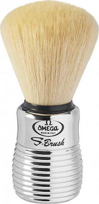 Omega S10081 S Shaving Brush with Synthetic Hair Bristles Silver