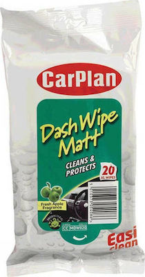 Car Plan Tücher Reinigung für Kunststoffe im Innenbereich - Armaturenbrett mit Duft Apfel Dash Wipe Matt Apple MDW020