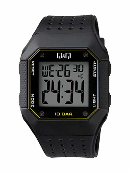 Q&Q Ψηφιακό Ανδρικό Ρολόι 42mm Μπαταρίας με Μαύ...