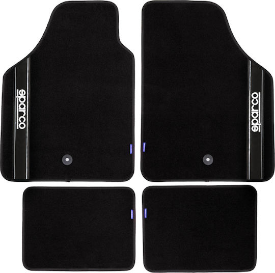 Sparco Satz Vorder- und Hintermatten Universal 4Stück aus Teppichboden Schwarz