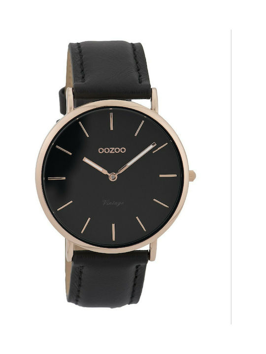 Oozoo Timepieces Watch with Black Leather Strap