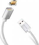 Braided / Magnetic USB 2.0 to micro USB Cable Silver 1m (Elough E04)