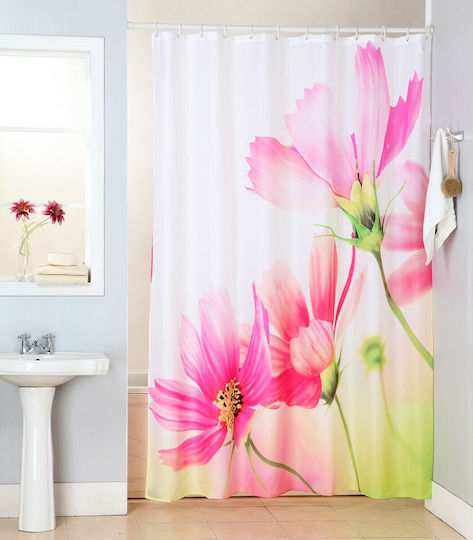 Viopros Daisy Duschvorhang Stoff 180x200cm Rosa