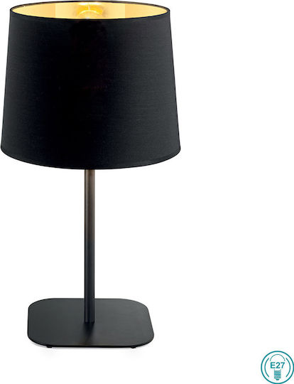 Ideal Lux Nordik TL1 Metal Table Lamp for Socket E27 with Black Shade and Base
