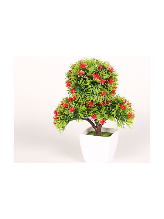 Keskor Artificial Plant in Small Pot Bonsai Red...