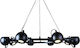 GloboStar Spot Linnya Pendant Suspension for 8 Bulbs E27 Black