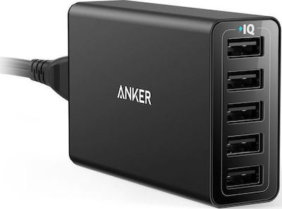 Anker Stație de încărcare cu 5 porturi USB-A 40W în culoarea Negru (PowerPort 5)