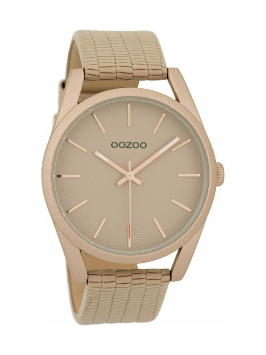 Oozoo Timepieces Часовник с Бежов Кожена Каишка