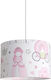 Veis Hesperis Kids - Love Princess Single Bulb Kids Lighting Pendant of Fabric 60W with Drive Size E27 In Pink Colour