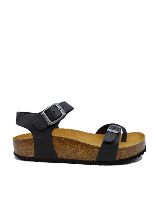 Plakton Leather Women's Anatomic Black Sandals