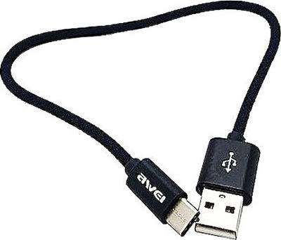 Awei CL-85 Regulat USB 2.0 spre micro USB Cablu Negru 0.3m 1buc