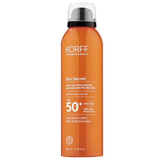 Korff Sun Solar Secret Мляко Слънцезащитен Крем За Тяло SPF50 В Спрей 200мл