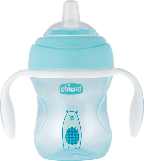 Chicco Transition Cup Lern-Trinkflasche Kunststoff mit Griffen Hellblau für 4m+m+ 200ml 06911-20