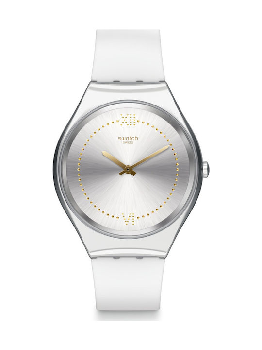 Swatch Skindoree Watch with White Rubber Strap