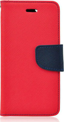 Fancy Synthetic Leather Wallet Red (Galaxy A6+ 2018)