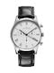 Classic Chronograph Ανδρικό Ρολόι 42mm Χρονογράφος Μπαταρίας με Μαύρο Δερμάτινο Λουράκι