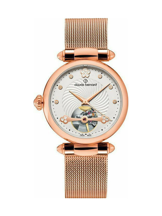 Claude Bernard Classic Crystals Watch Automatic with Pink Gold Metal Bracelet