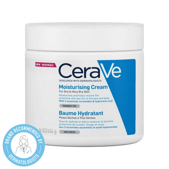 CeraVe Moisturising Ενυδατική Κρέμα Σώματος με Υαλουρονικό Οξύ για Ξηρές/Πολύ Ξηρές Επιδερμίδες 454gr