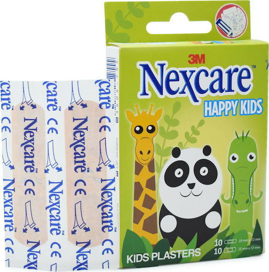 3M Selbstklebende Bandagen Nexcare Happy Kids mit Tieren Kinder 20Stück