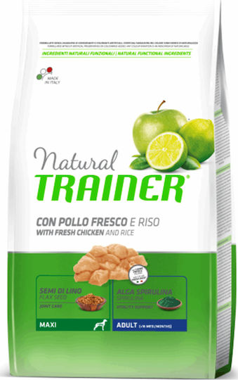 Natural Trainer Adult Maxi 12kg Dry Food for Adult Large Breed Dogs with Rice and Chicken