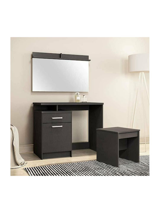 Eckige Schminktisch Kremetakamaras Olympus Holz Wenge mit Spiegel & Hocker 90.5x39.5x75cm
