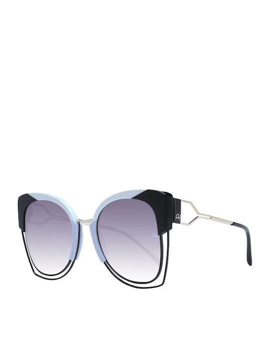 Ana Hickmann Women's Sunglasses with Silver Frame and Black Gradient Lens AH3181 P02