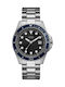 Guess Crew Men's Watch 44mm Battery with Silver Metal Bracelet