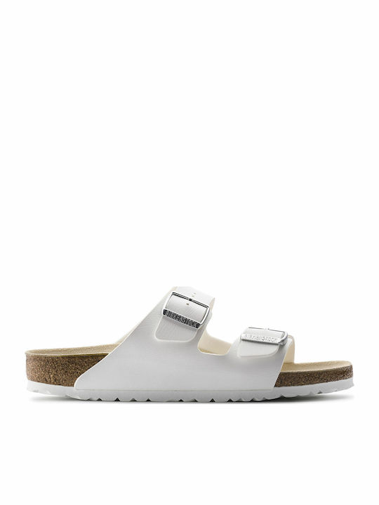 Arizona Birko-Flor Women's Anatomic Flat Sandals White Narrow Fit