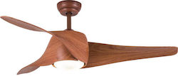 Eurolamp Ceiling Fan 132cm with Light and Remote Control Brown