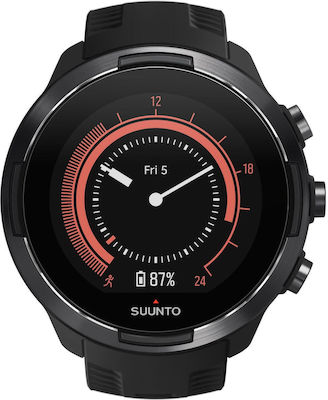 Suunto 9 Baro Stainless Steel 50mm Waterproof Smartwatch with Heart Rate Monitor (Black)