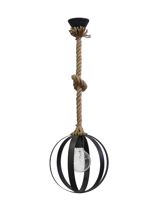 Heronia Pendant Light Single-Light with Rope for Socket E27 Black