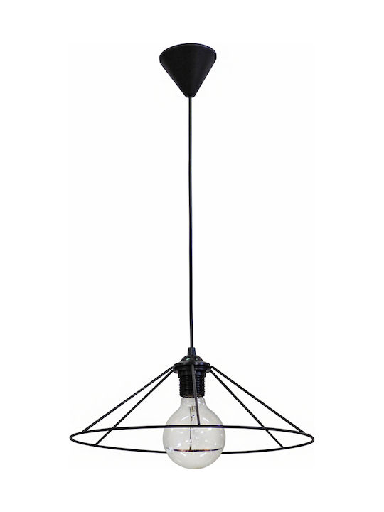 Heronia Pendant Light Black Bell with Socket E27 36x36cm