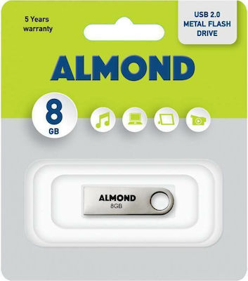 Almond Metal Flash 8GB USB 2.0 Stick Ασημί