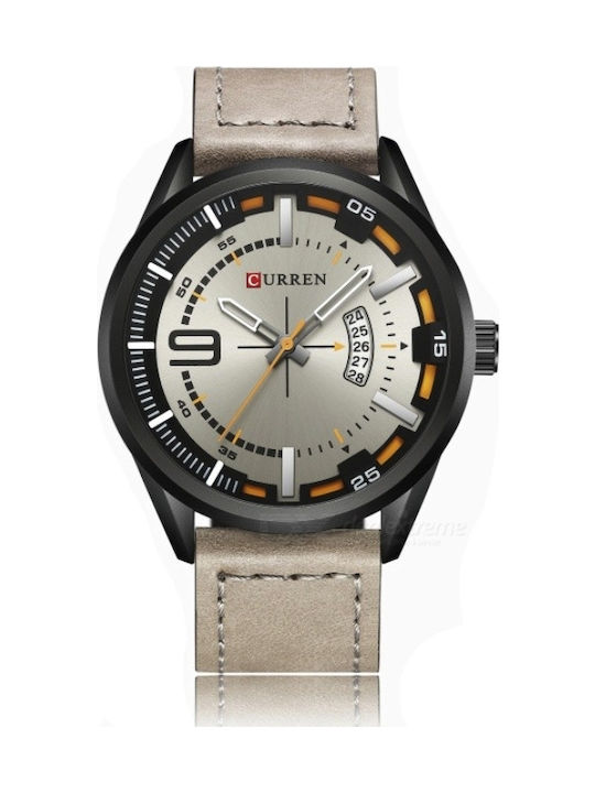 Curren Watch Battery with Gray Leather Strap