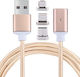 Braided / Magnetic USB to Lightning / Type-C / micro USB 1m Cable Pink