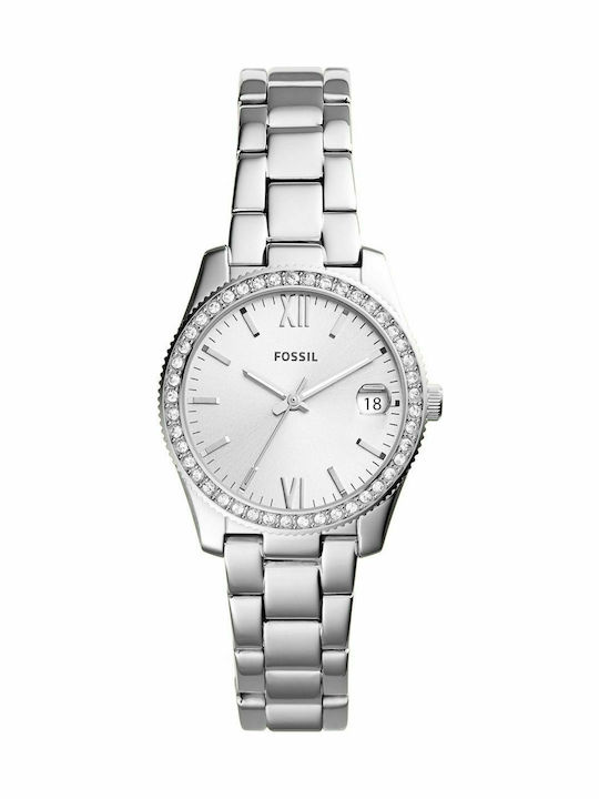 Fossil Donna Γυναικείο Ρολόι 32mm Μπαταρίας με Ασημί Μεταλλικό Μπρασελέ