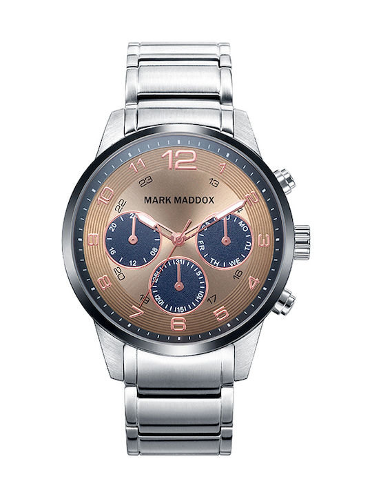 Mark Maddox Uhr Chronograph Batterie mit Silber Metallarmband HM7016-45